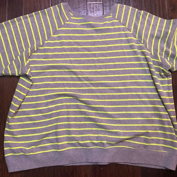 Torrid Gray and neon Yellow Striped round neck pullover sweatshirt - Picture 2 of 6
